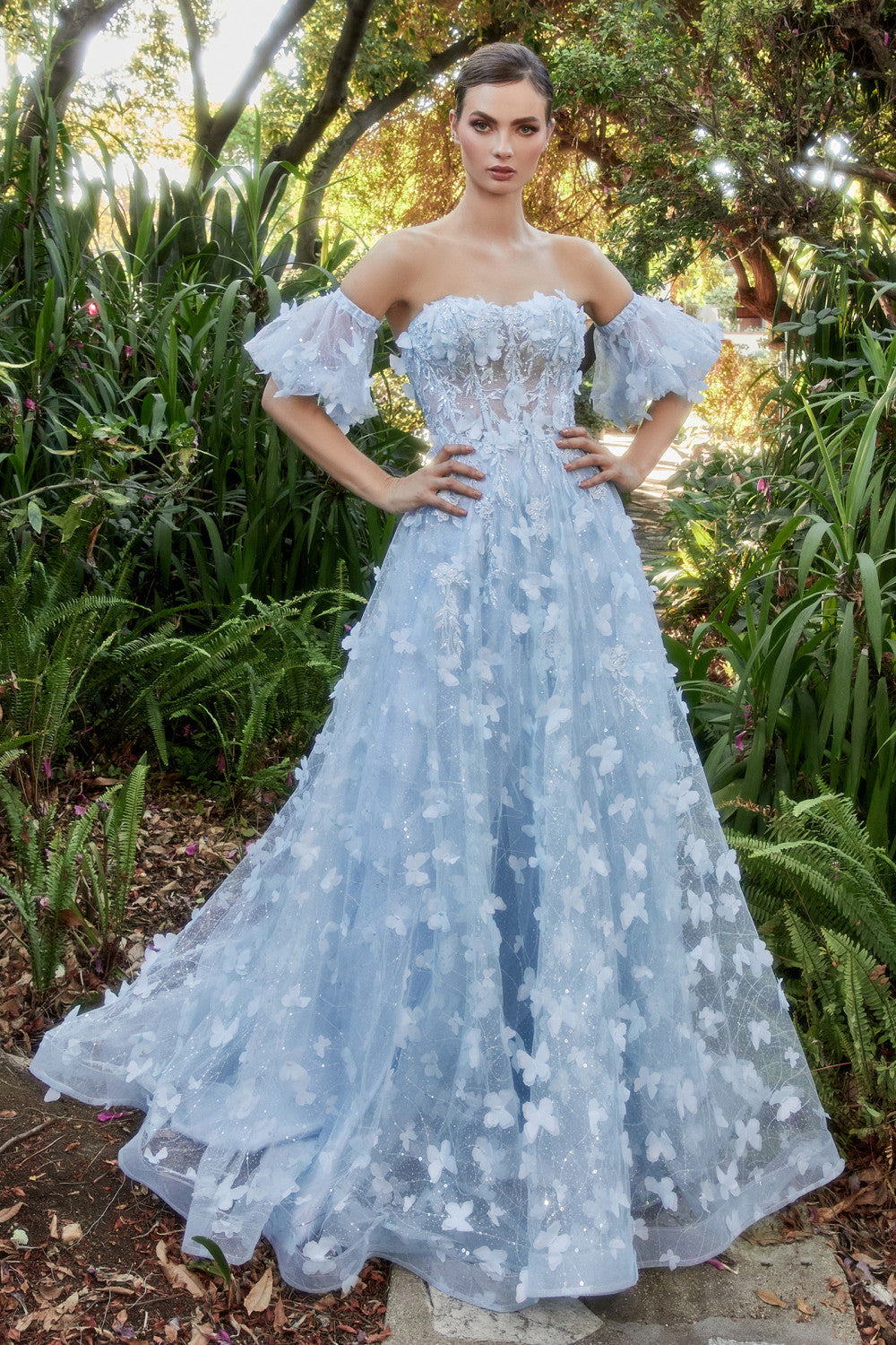 Princess Wedding Dress with Puff Short Sleeves Ball Gown Satin Bridal –  SheerGirl